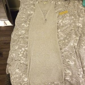 Gray Tie Down Cotton Dress